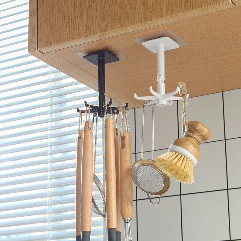 Multi-Purpose Rotating Kitchen Hook Organizer – Spoon Hanger Kitchen Utensil Hook Qme