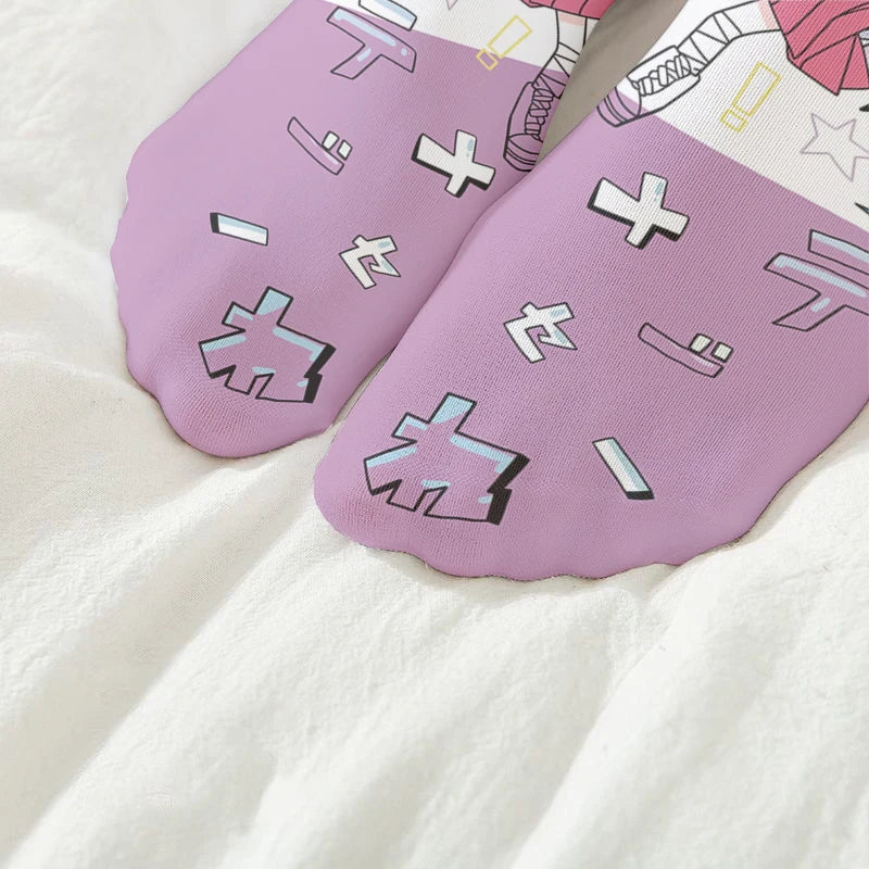 Women's Anime Cartoon Print Mid-Tube Stockings – 6 Colors Printed Calf Stockings Qme