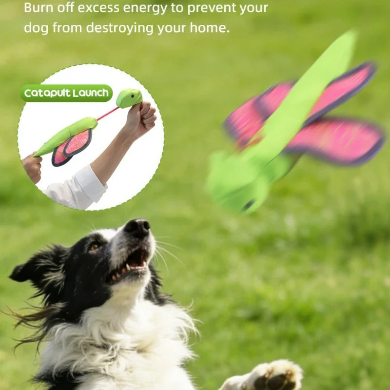 Dog Launcher Fly Insect Toy – Bite-Resistant Oxford Crinkle Interactive Dog Toy Qme