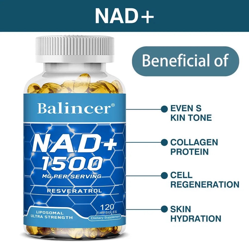 NAD+ & Resveratrol Supplement – Energy, Focus & Memory | 120 Caps NAD+ Supplement Qst