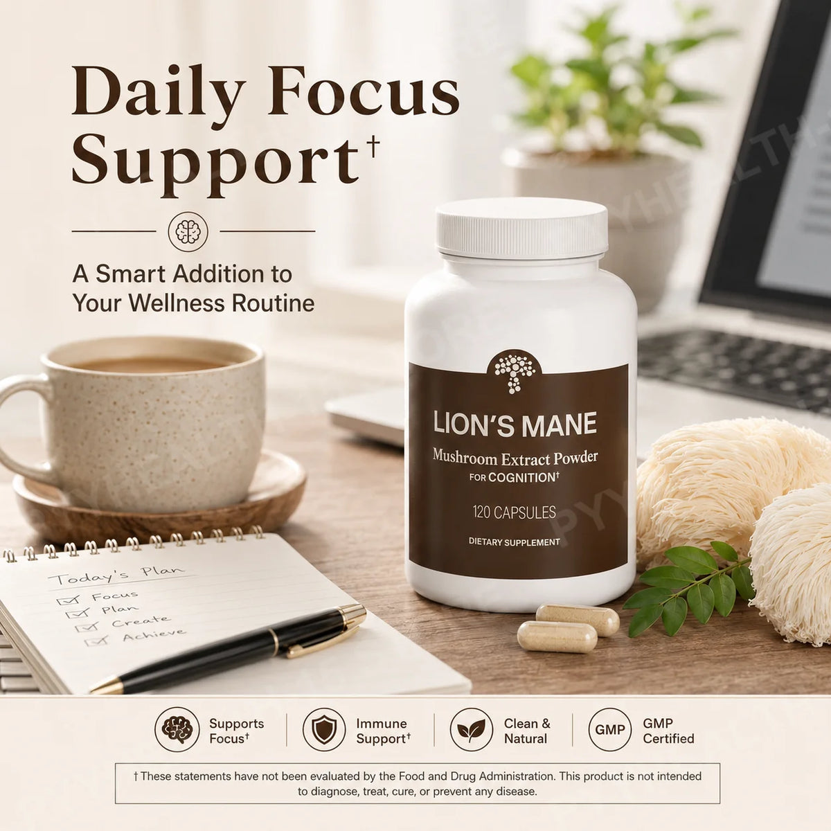 Lion's Mane Mushroom Extract 1000mg – 120 Capsules, 60 Servings Mushroom Supplement Qst