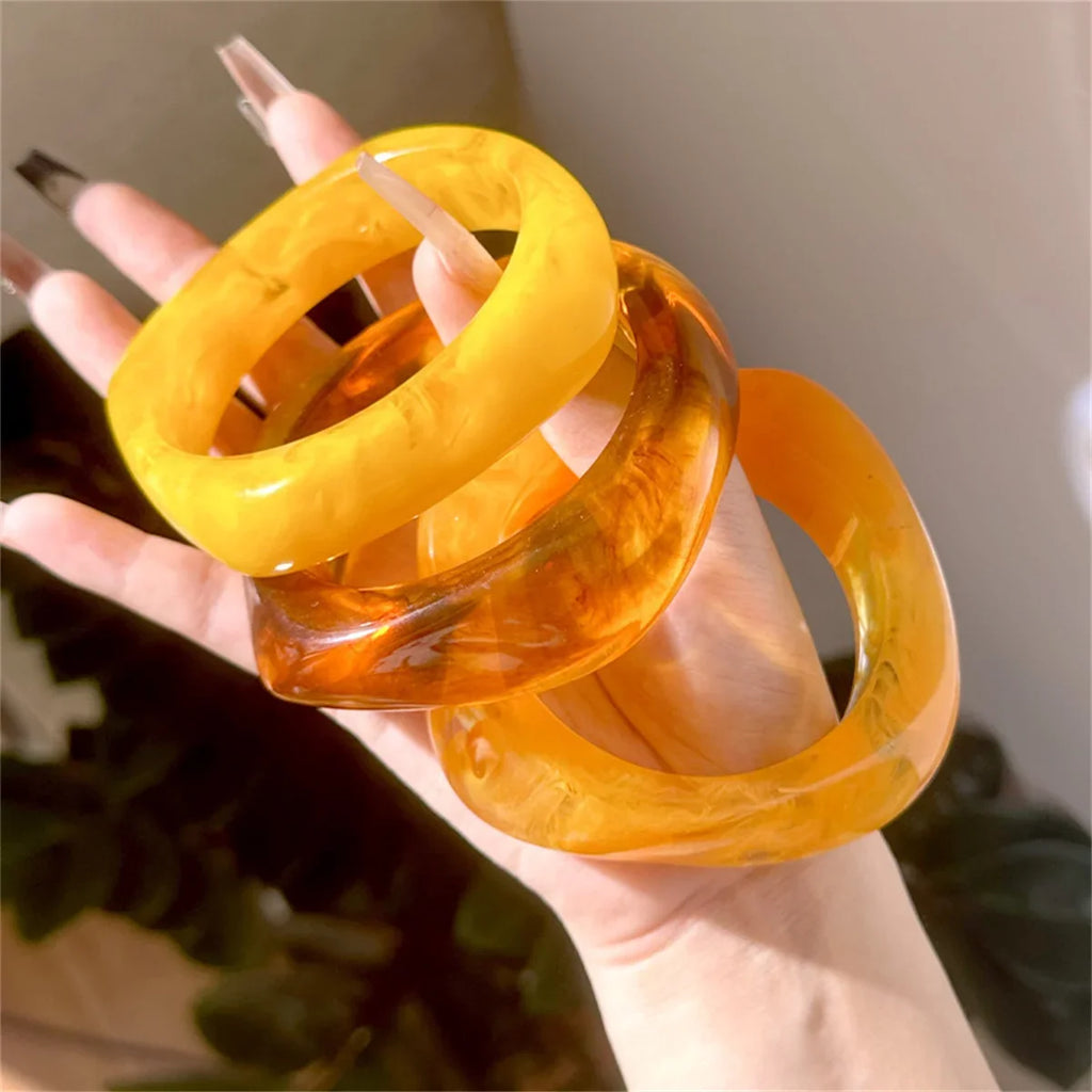 Vintage Wide Geometric Resin Bangle | Khaki & Brown Cuff Resin Cuff Bangle Qme