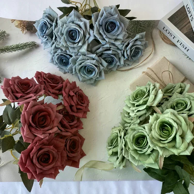 Silk Rose Artificial Flowers – Wedding & Home Decor, 16 Colors Artificial Flower Qme