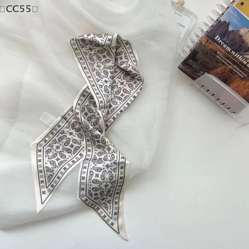 Cashew Flower Silk Scarf – Vintage Double-Sided Headband Scarf Headband Qst