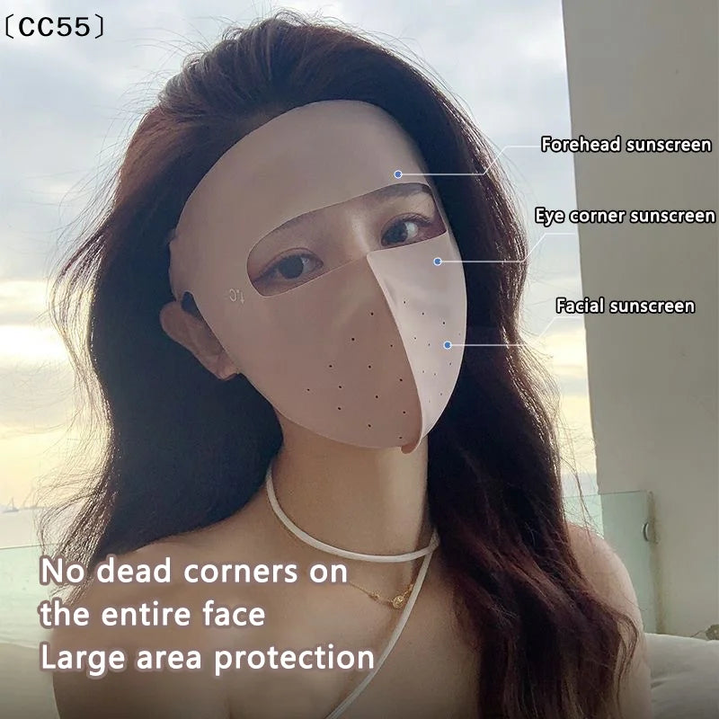 Ice Silk Facekini UV Sun Mask – Full Face Cover for Women Sun Protection Mask Qst