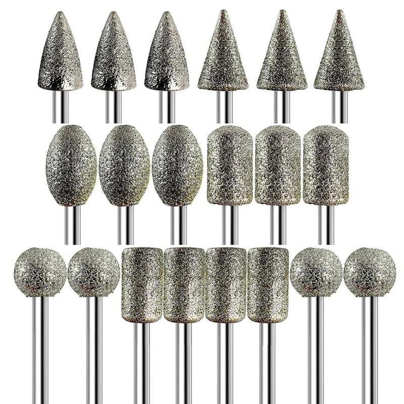 Diamond Grinding Bits Rotary Tool 1/8" Shank 120-Grit – 20pc Set Rotary Tool Bits Qme As Shown