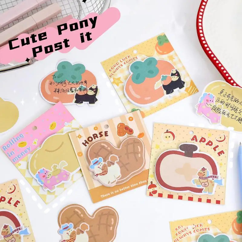 Cute Pony Sticky Notes – Cartoon Memo Pads 5–10 Books Novelty Sticky Notes Qme