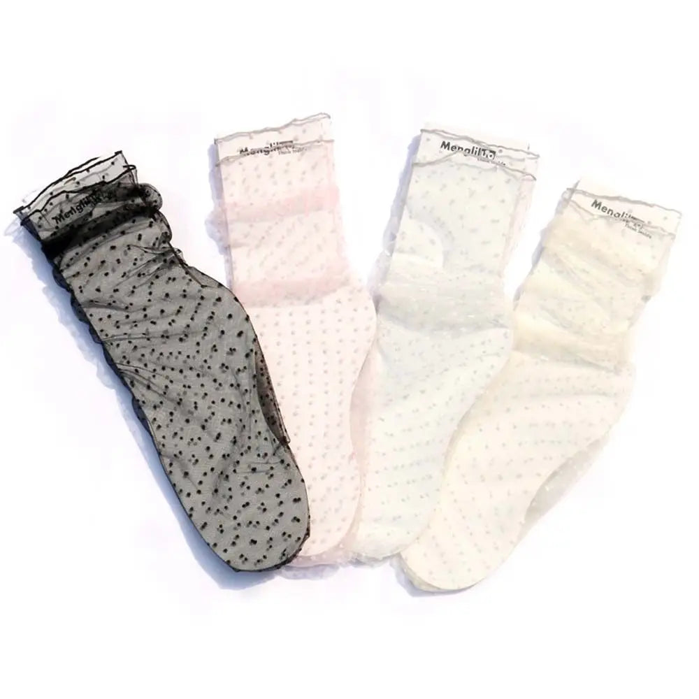 Women's Sheer Nylon Tulle Stockings – Glass Silk Dress Socks Sheer Nylon Stockings Qme