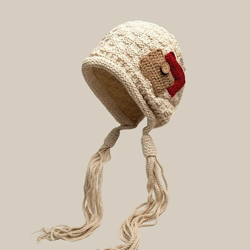 Women's Handmade Knitted Winter Hat – Crochet Ear Warmth Cap Knitted Winter Hat Qst A2