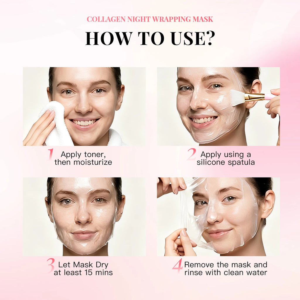2-Pack Collagen Overnight Peel-Off Mask with Niacinamide Overnight Face Mask Qst