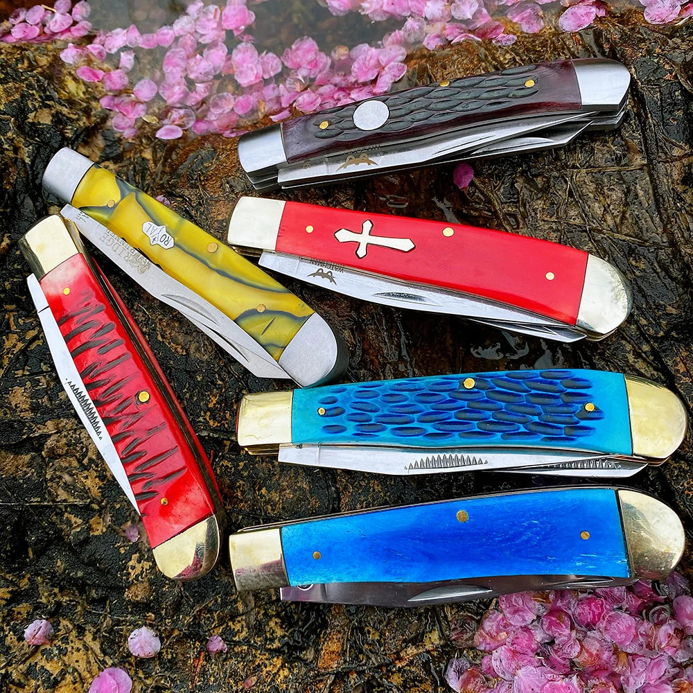 Z.QIAN Trapper Slip Joint Folding Pocket Knife – Bone Handle Folding Pocket Knife Qst