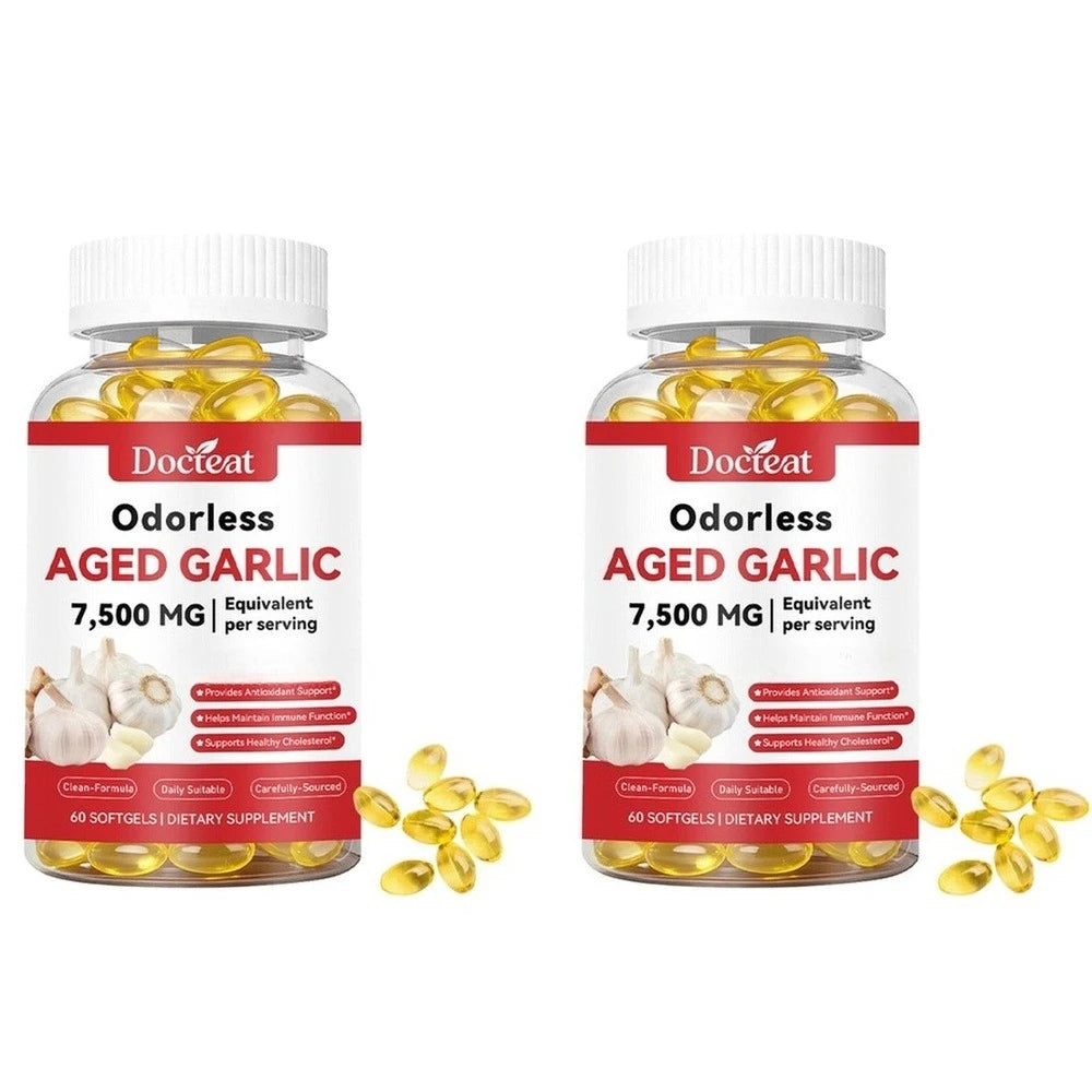 Docteat Odorless Aged Garlic Softgels – Antioxidant, 60ct Garlic Supplement Qst 120 Count(Pack of 2)