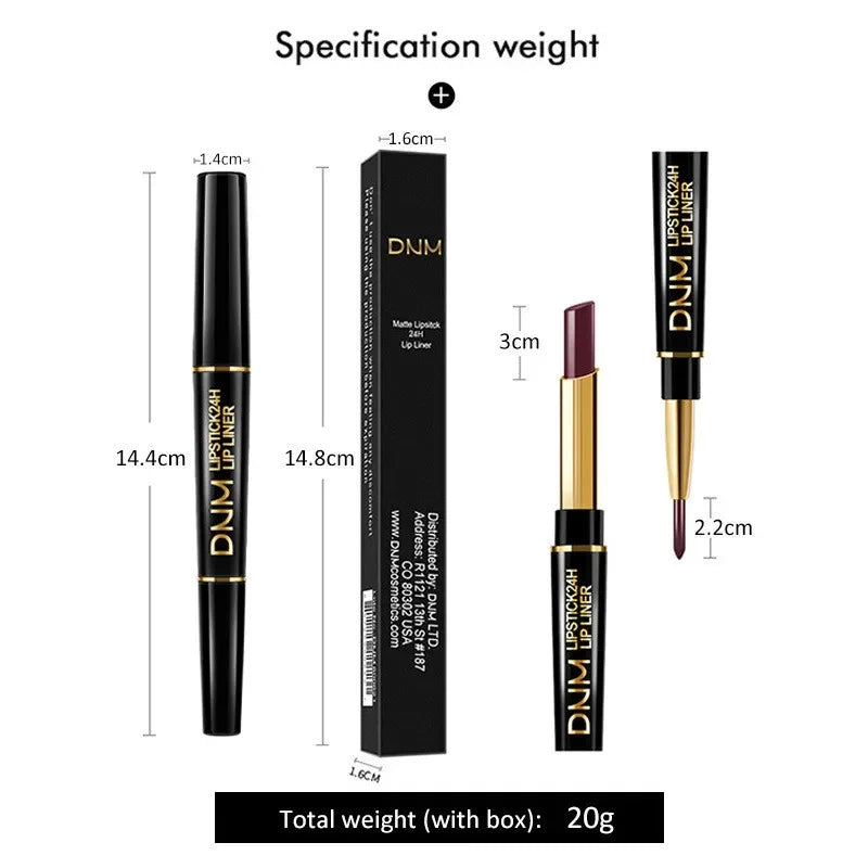 2-in-1 Matte Lip Liner & Lipstick – 12 Shades, Waterproof Lip Liner Lipstick Qme