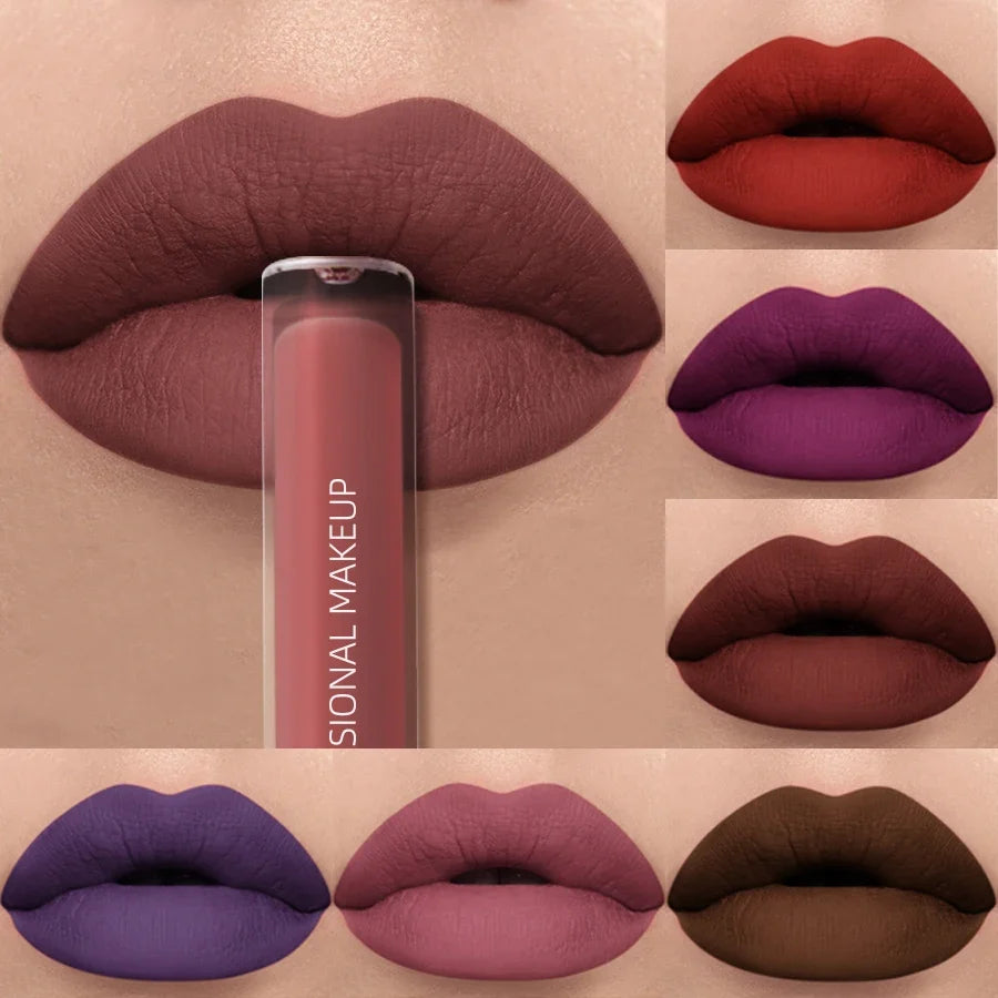 Dark Brown Matte Velvet Liquid Lipstick – Waterproof Nude Liquid Lipstick Qme