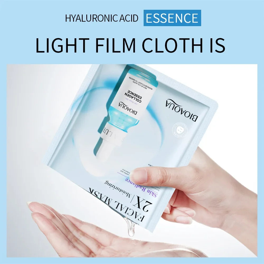10pcs Centella Collagen Sheet Mask – Hyaluronic Acid & Vitamin C Hydrating Sheet Mask Qst