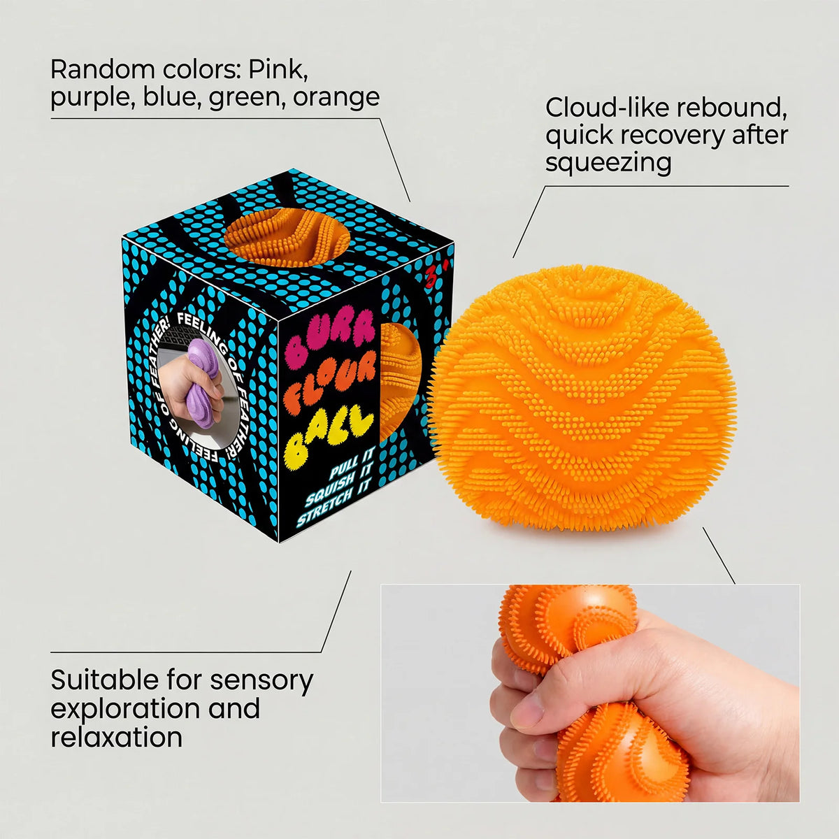 Nee Doh Fuzz Ball – Soft Spiky Sensory Fidget Squeeze Toy Sensory Fidget Toy Qst