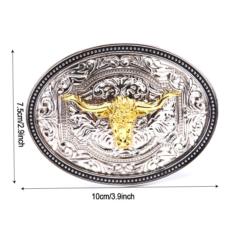 Golden Western Belt Buckle – Longhorn Bull & Eagle Alloy Western Belt Buckle Qst