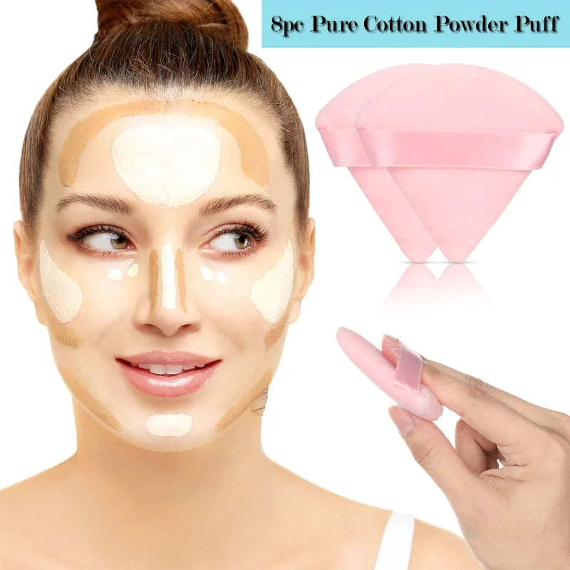 Triangle Cotton Powder Puff – Dry & Wet Makeup Setting Sponge Powder Puff Sponge Qme