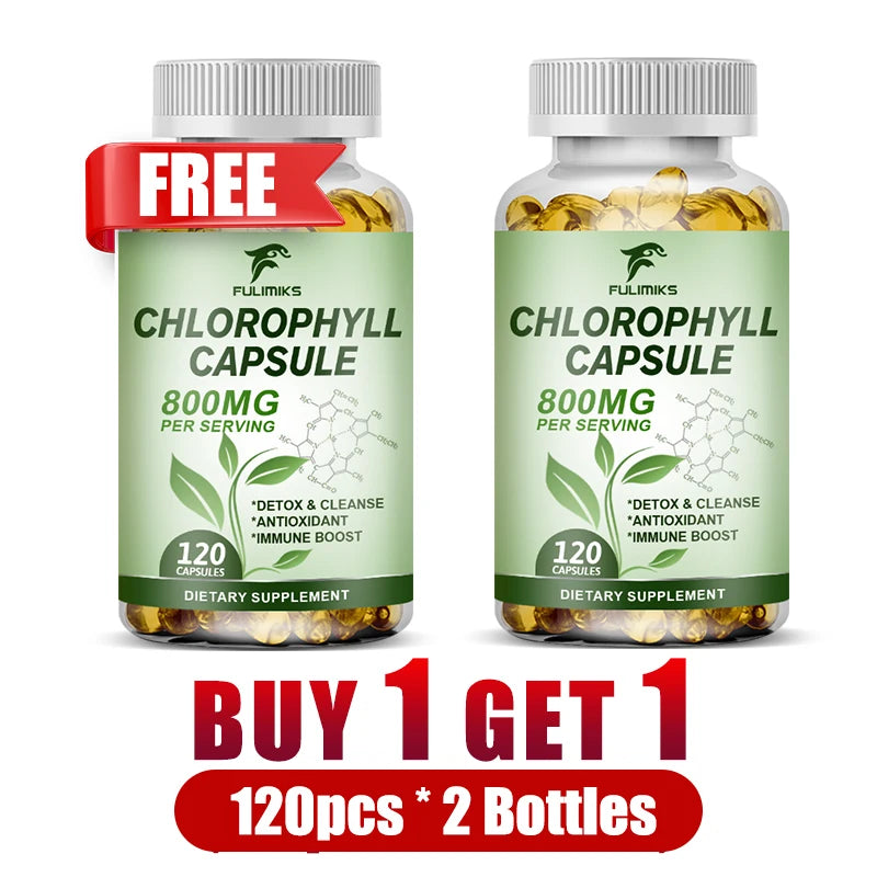 Pure Chlorophyll Capsules – Energy, Skin & Liver Support Herbal Supplement Qst 2 Bottles-120pcs