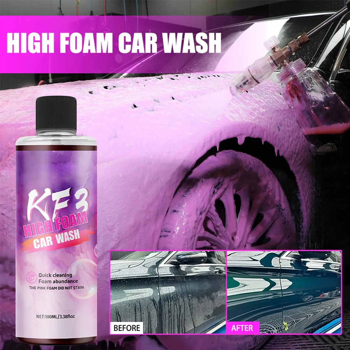 Concentrated Foam Pre-Wash Soap for Car & Motorcycle Car Pre-Wash Foam Qme 1 pink