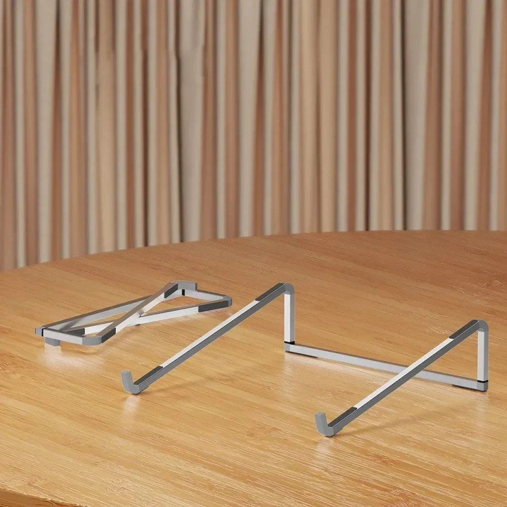 Aluminum Foldable Laptop Stand – Adjustable Portable Holder Laptop Stand Qme Silver