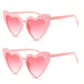 Heart Shaped Cat Eye Sunglasses – Women's Retro Mod Style Fashion Sunglasses Qme 2pcs Pink