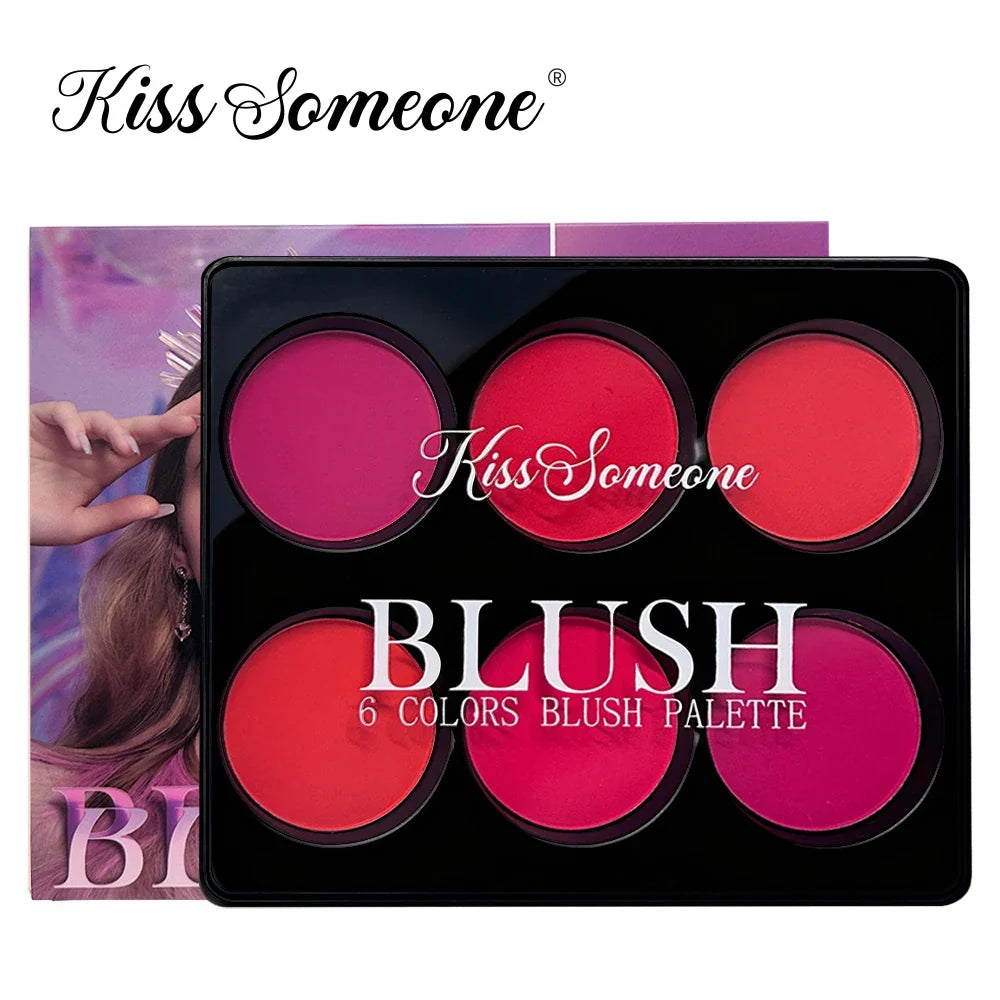 Qme 6-Color Matte Blush & Contour Palette – Buildable Makeup Blush Contour Palette Qme
