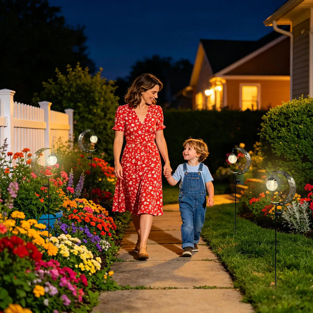 Solar Hummingbird Moon Garden Stake Light | Waterproof Outdoor Solar Garden Stake Light Qme