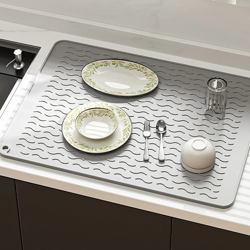 Silicone Drying Mat – Heat Resistant Non-Slip Dish Draining Pad Silicone Drying Mat Qst