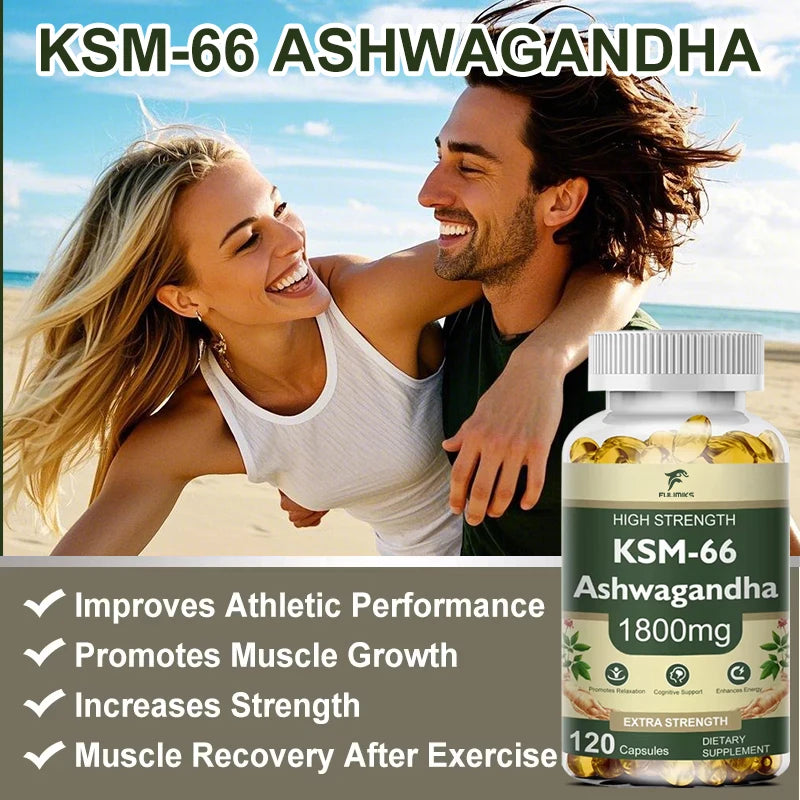 KSM-66 Ashwagandha 2100mg Capsules – Energy, Focus & Performance Herbal Supplement Qst