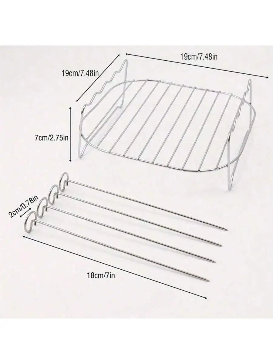 Stainless Steel Air Fryer Rack with 4 Baking Needles Air Fryer Rack Qme