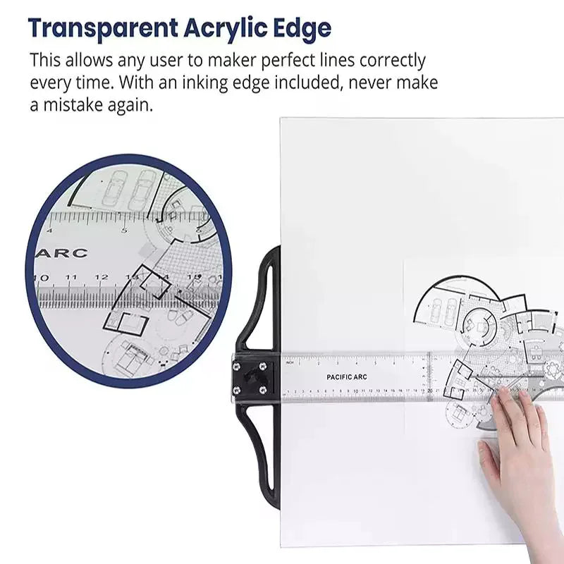 T-Square Drafting Ruler – Clear Plastic, Removable Head 45/60/70cm Drafting T-Square Ruler Qme
