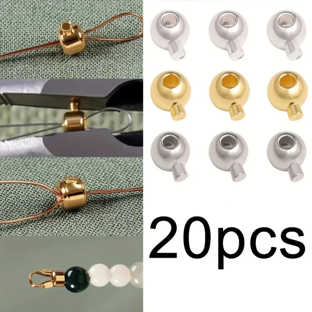 20pcs Spring Stopper Beads Metal Cord Lock Clasps – Jewelry Jewelry Making Clasp Qme