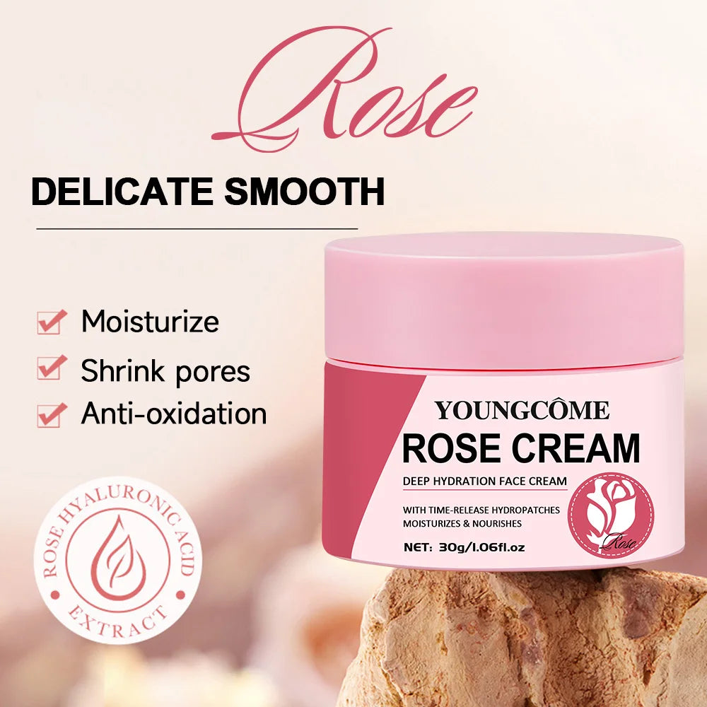 YOUNGCOME Rose Face Cream – Hydrating & Firming Moisturizer Face Moisturizer Cream Qst