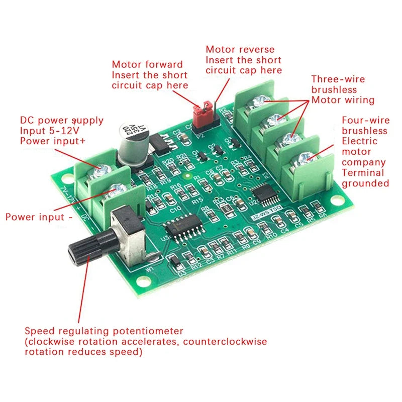 Brushless DC Motor Driver Controller Board 7V-12V Motor Driver Board Qme