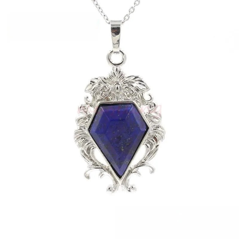 Sapphire & Obsidian Simulation Pendant Necklace | Women Pendant Necklace Qme Blue China Mainland