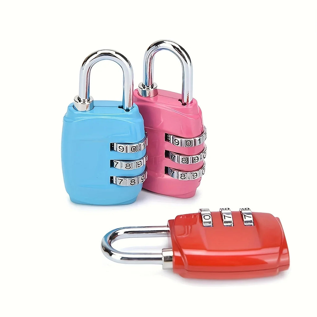3-Digit Combination Padlock – Mini Code Lock for Luggage & Bags Combination Padlock Qme