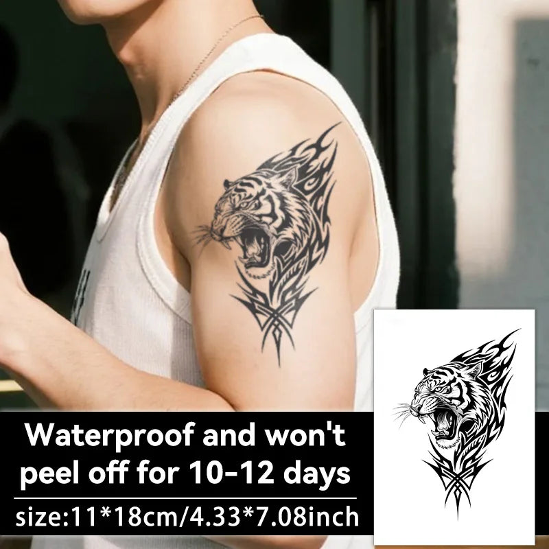 Large Tiger Temporary Tattoo Sticker – Waterproof Body Art Temporary Tattoo Sticker Qme