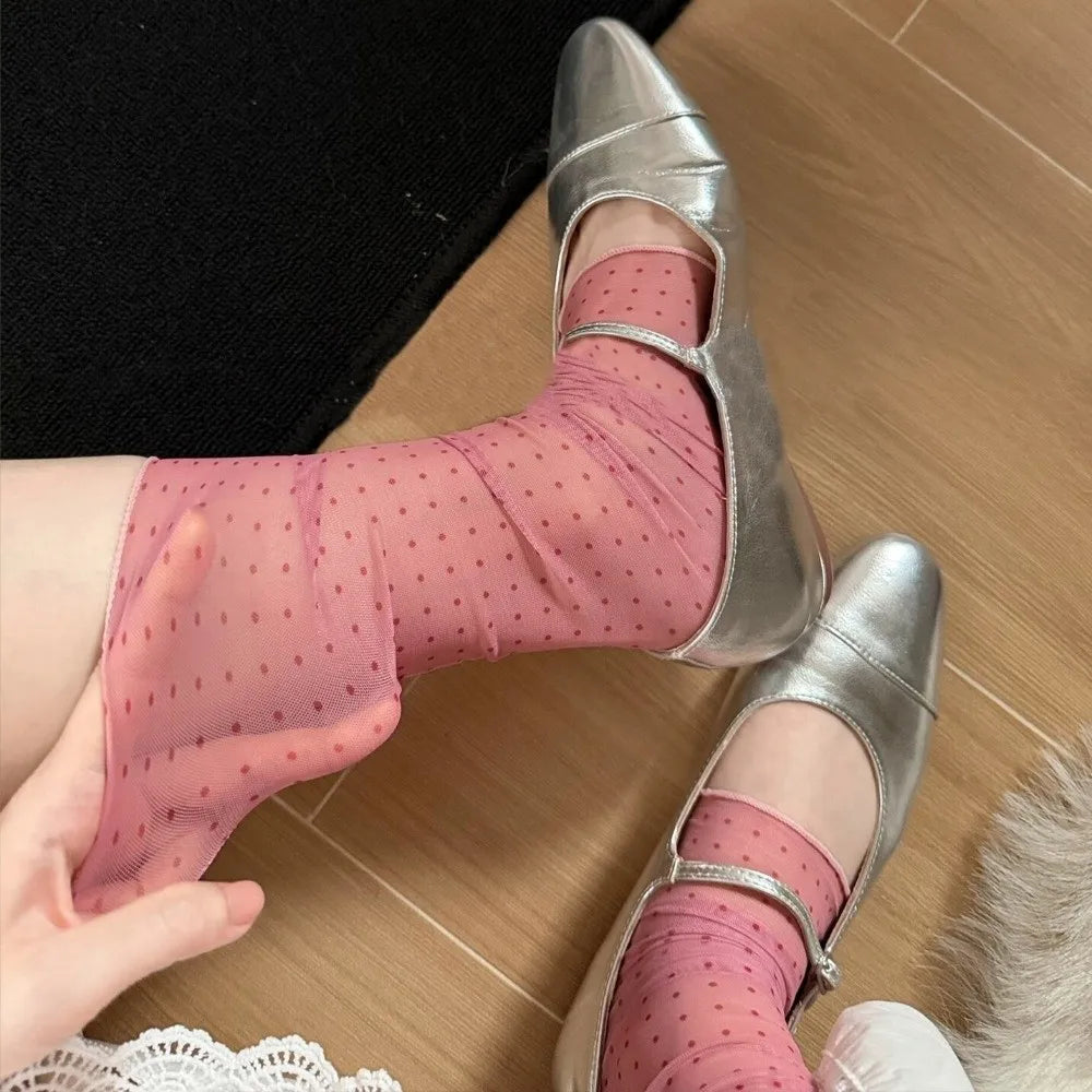 Polka Dot Ruffle Boot Cuffs Y2K Harajuku Leg Sleeves 4 Colors Ruffle Boot Cuffs Qme