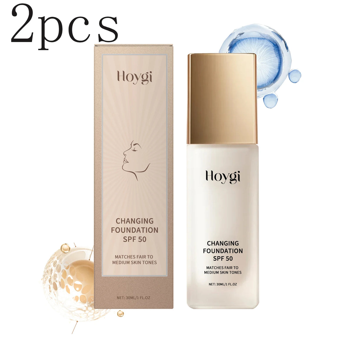 Hoygi Matte Liquid Foundation – Lightweight, Brightening, All Skin Liquid Foundation Qst 30mlx2pcs