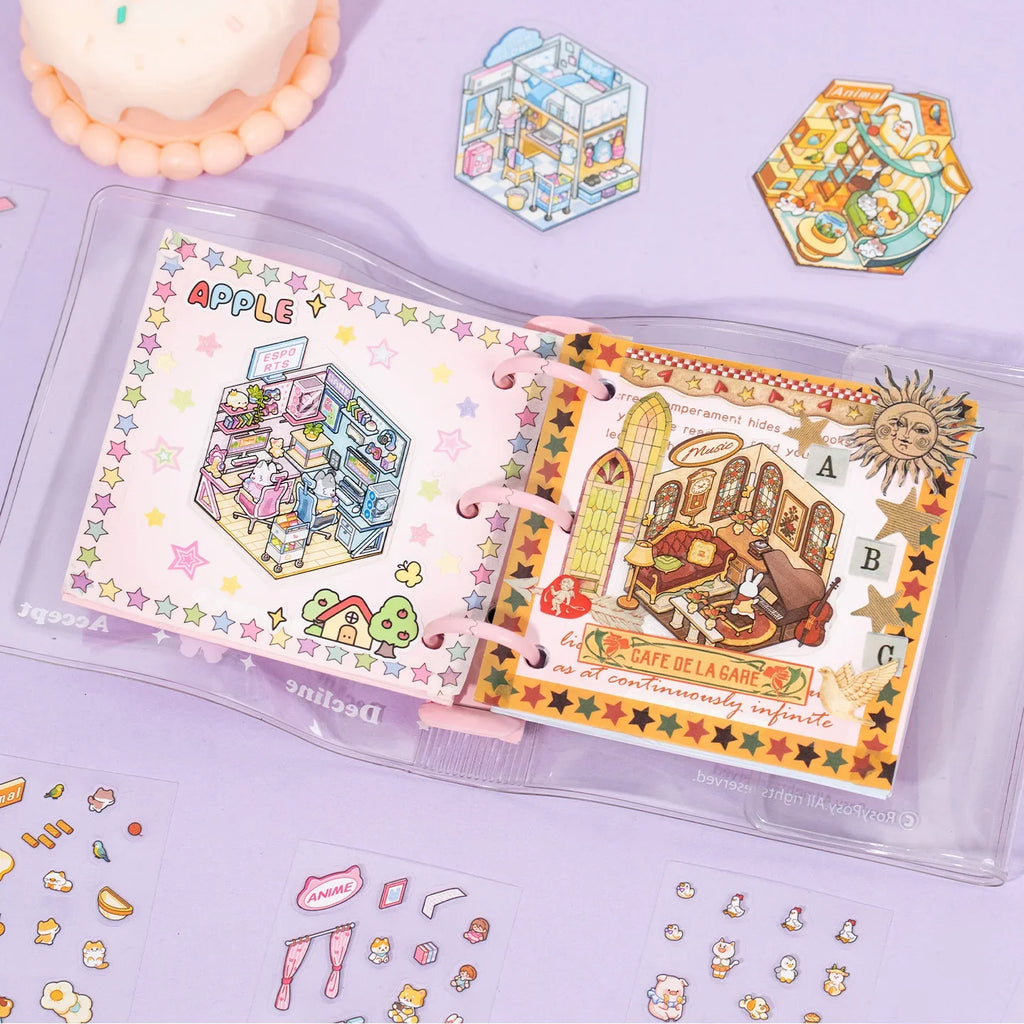 Mini Landscape Sticker Book 13 Sheets – DIY Scrapbooking Stickers Craft Sticker Book Qme