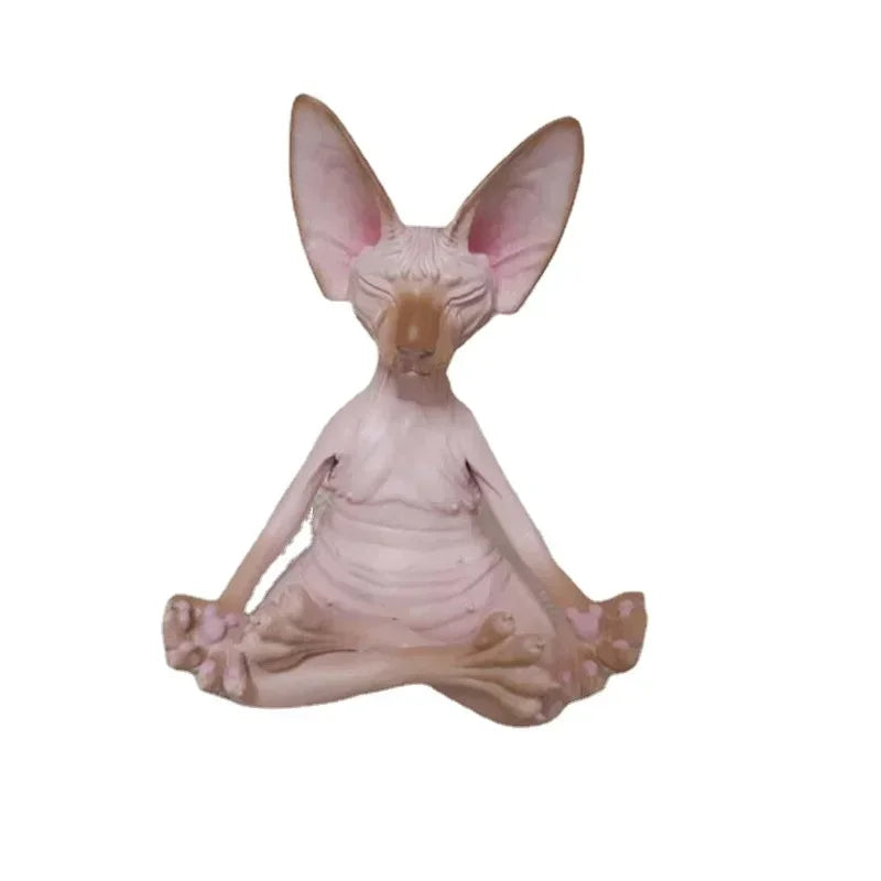Whimsical Buddha Cat Sphinx Figurine | Yoga Meditation Decor Decorative Figurine Qme