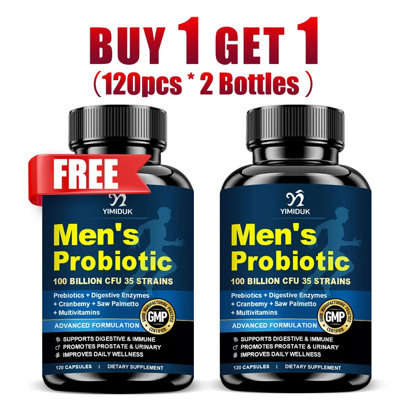 Yimiduk Men's Probiotic 120 Capsules – Buy 1 Get 1 Free Probiotic Supplement Qst 120pcs-2 Bottles