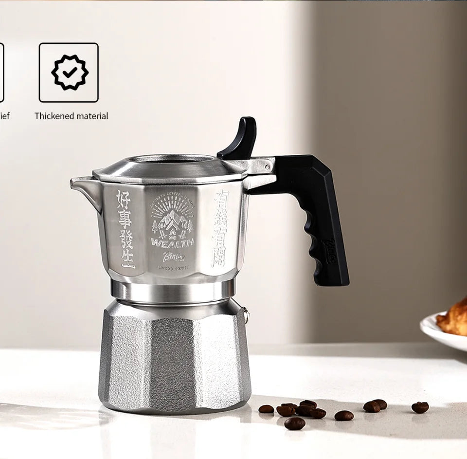 Bincoo Double Valve Moka Pot – 2-Cup Stovetop Espresso Maker Stovetop Espresso Maker Qst GRAY