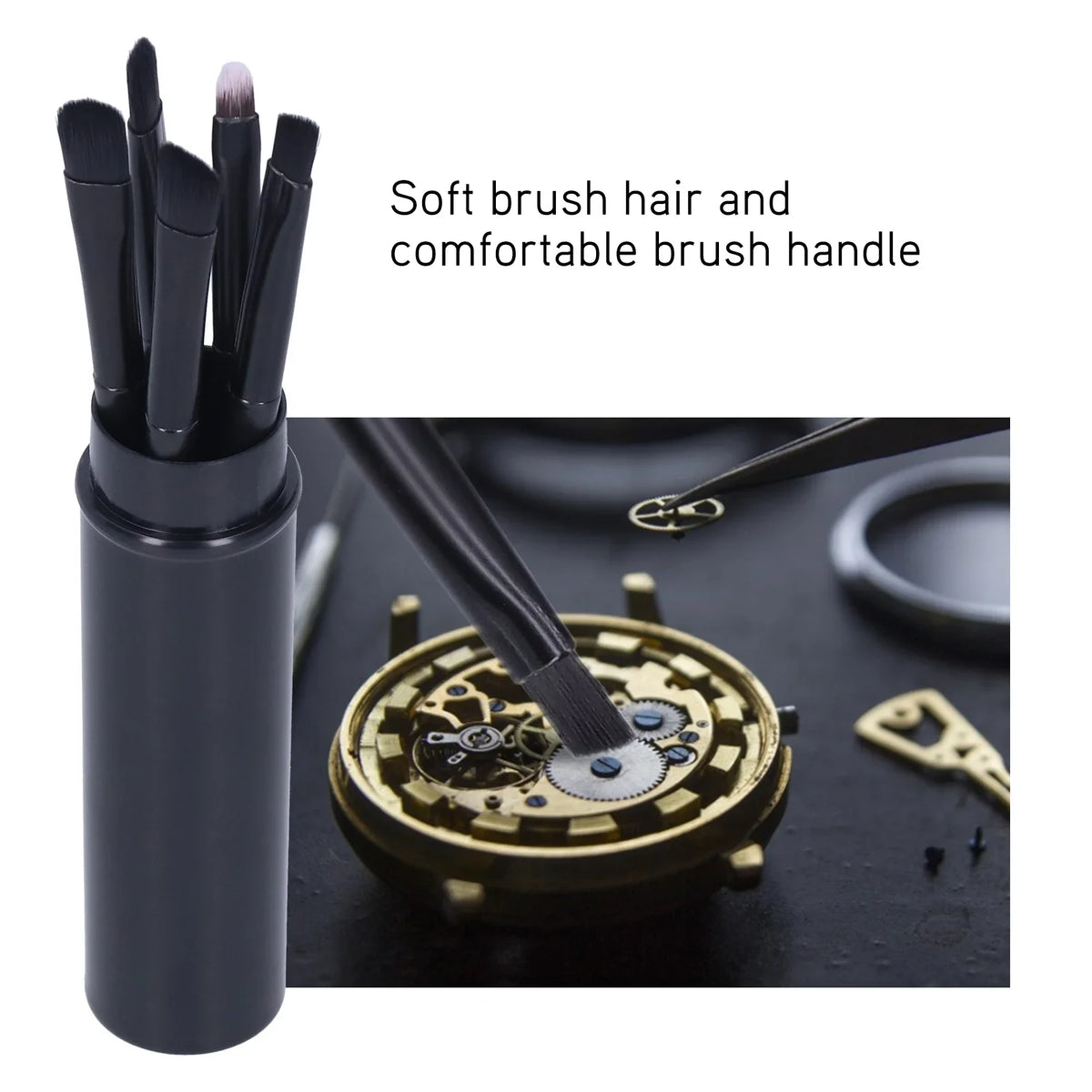 5-Piece Watch Cleaning Brush Set – Wristwatch Movement Tool Watch Cleaning Brush Qme