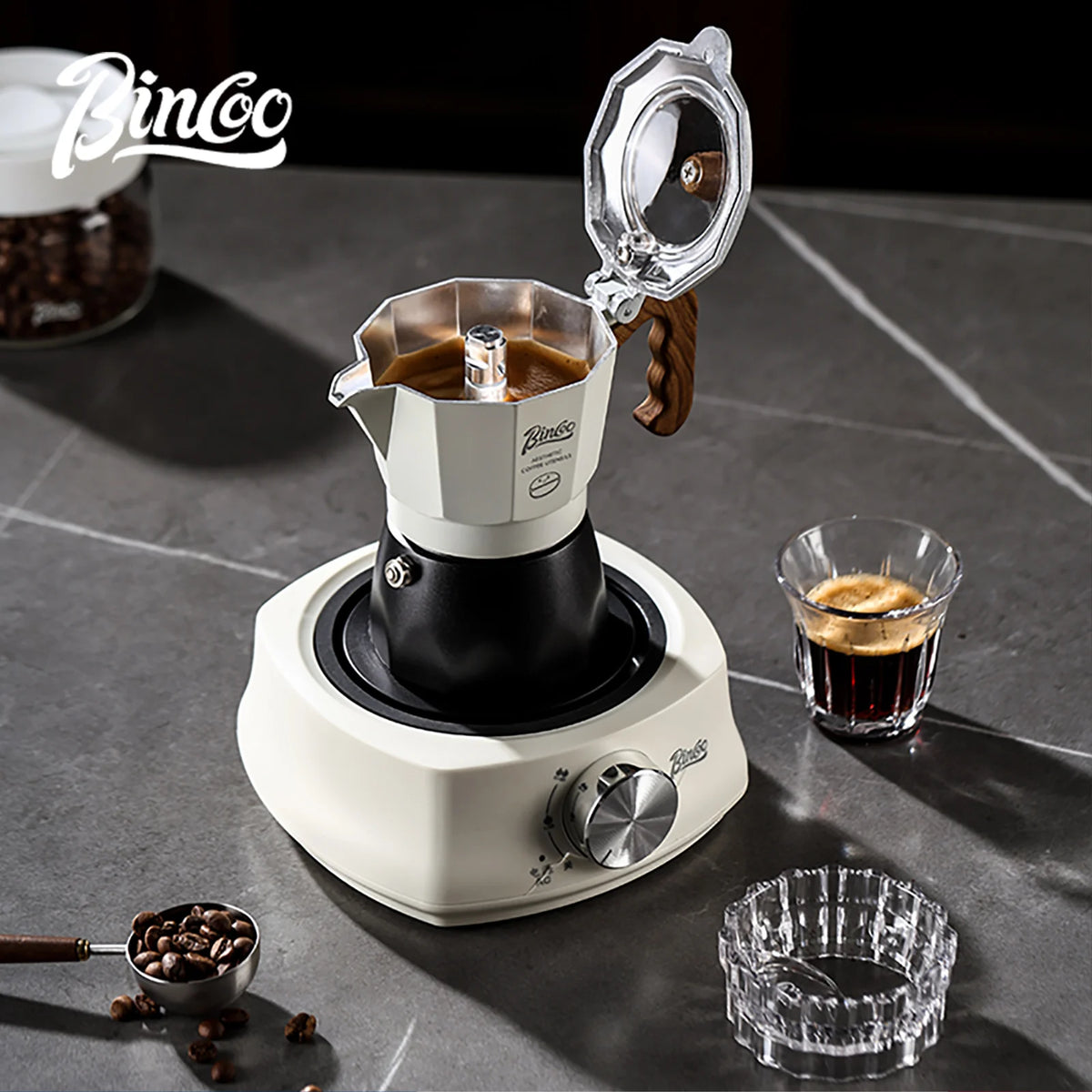 Bincoo Dual Valve Moka Pot Set with Heater – Portable Espresso Moka Pot Set Qst