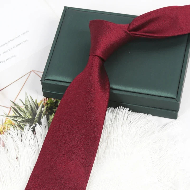 Men's Vintage Burgundy 100% Silk Tie | Luxury Jacquard Necktie Silk Necktie Qme