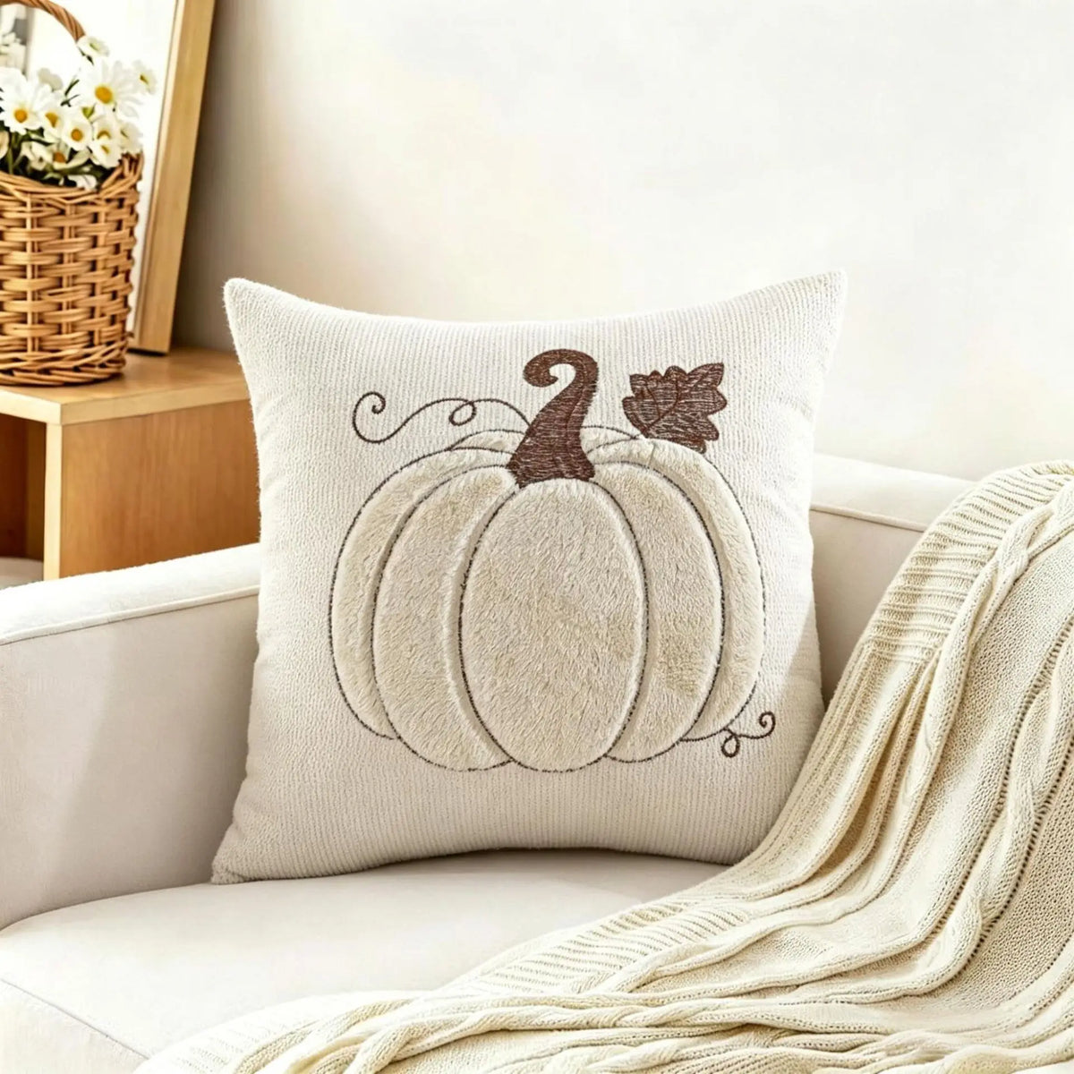Halloween Pumpkin Leaf Quilted Pillowcase 45x45cm | 3 Colors Decorative Cushion Cover Qme