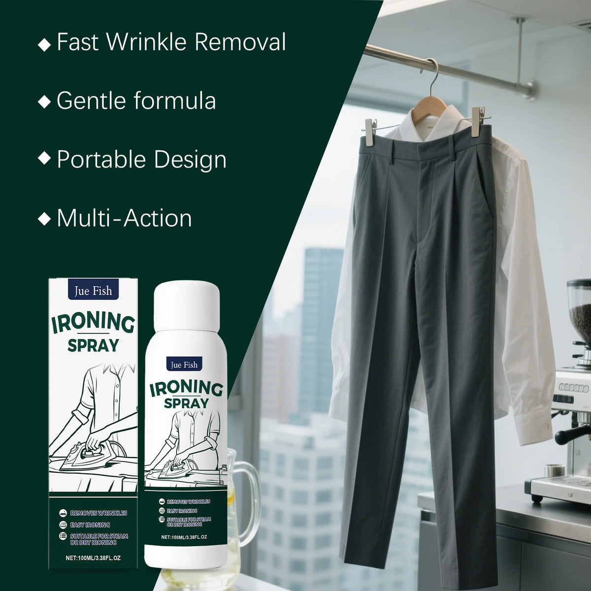 100ml Wrinkle Release Spray – Smooth Clothes Instantly Garment Care Spray Qst