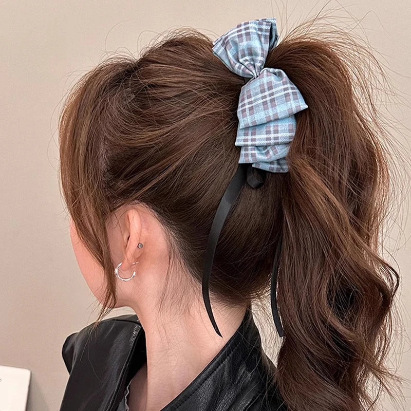 Women's Blue Bow Vintage Hairpin – High Ponytail Accessory Bow Hair Clip Qst